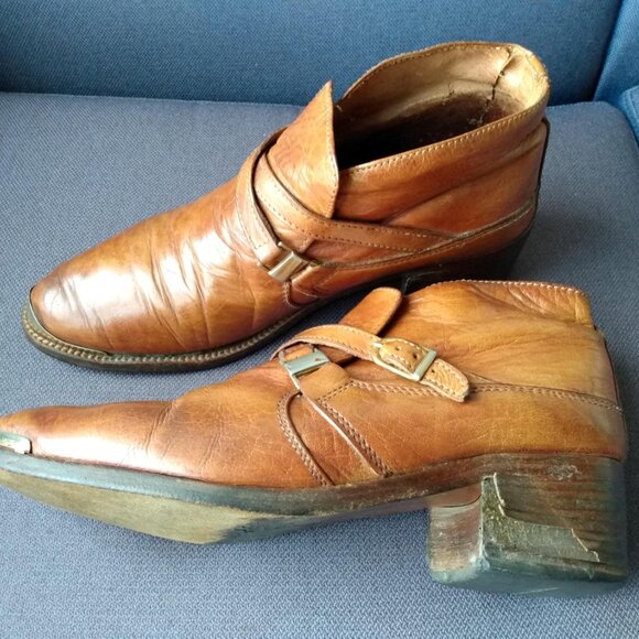 Vintage Distressed Leather Ankle Boots Men's Size 9/10 Made in Italy - Picture 2 of 11